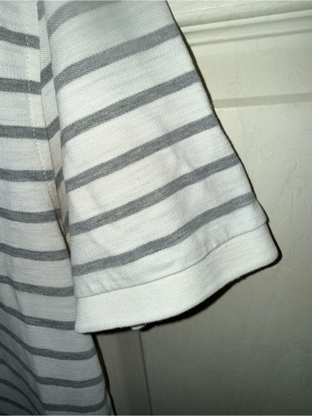 J. Crew White and Gray Striped Short-Sleeve Polo